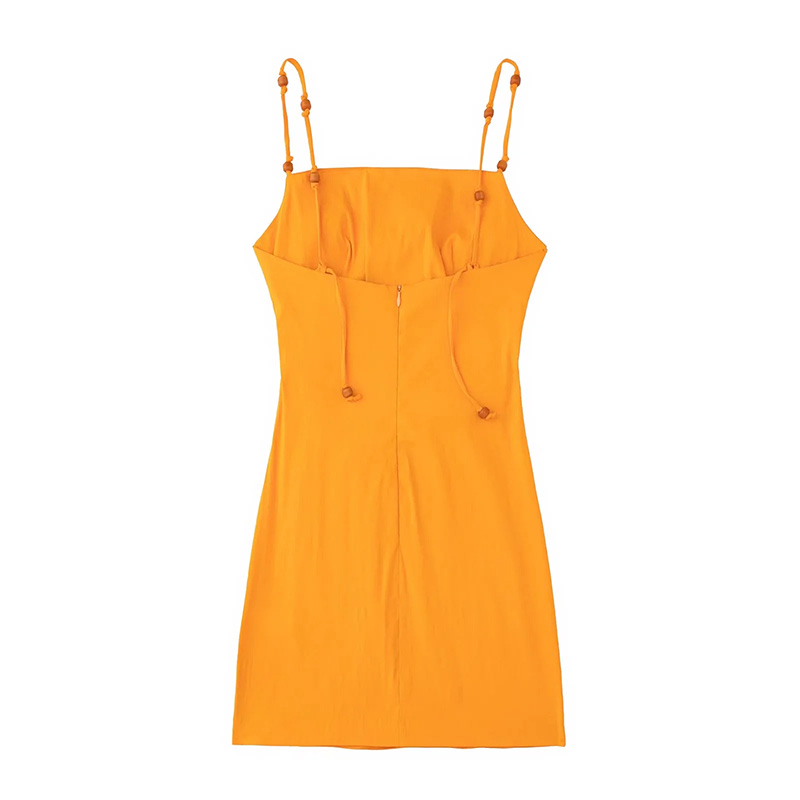 Fashion Orange Blend Pleated Dress,Mini & Short Dresses