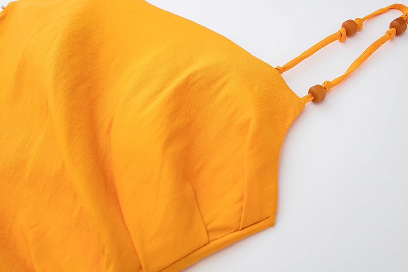 Fashion Orange Blend Pleated Dress,Mini & Short Dresses