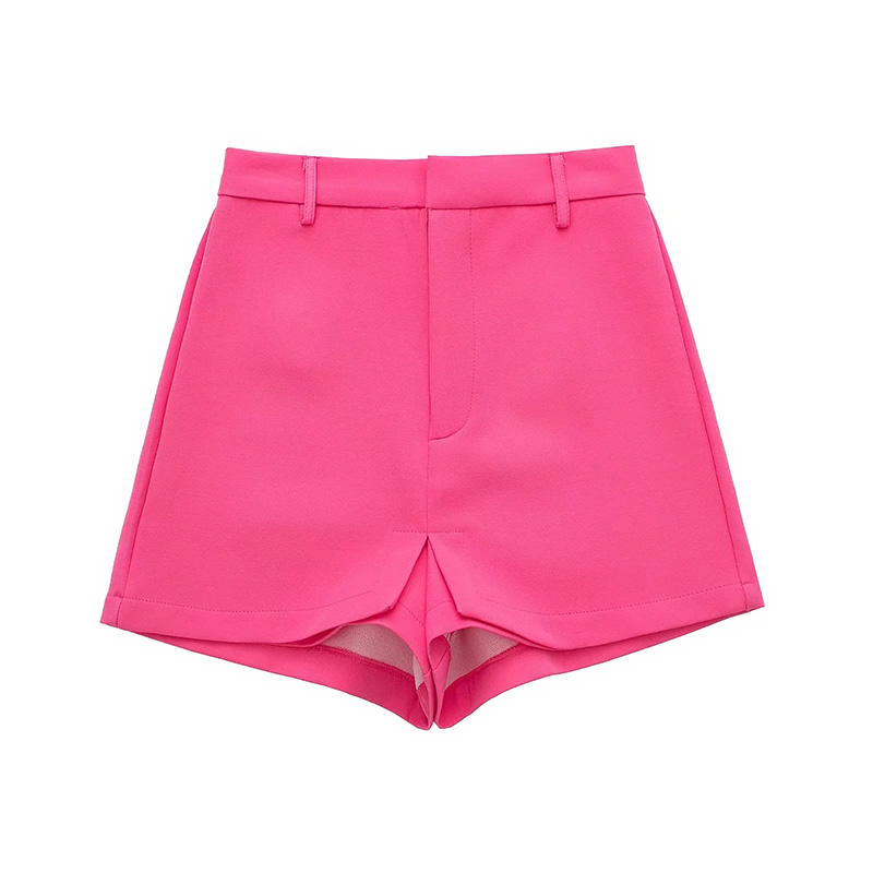 Fashion Rose Red Solid Color High Waist Shorts,ACTIVEWEAR