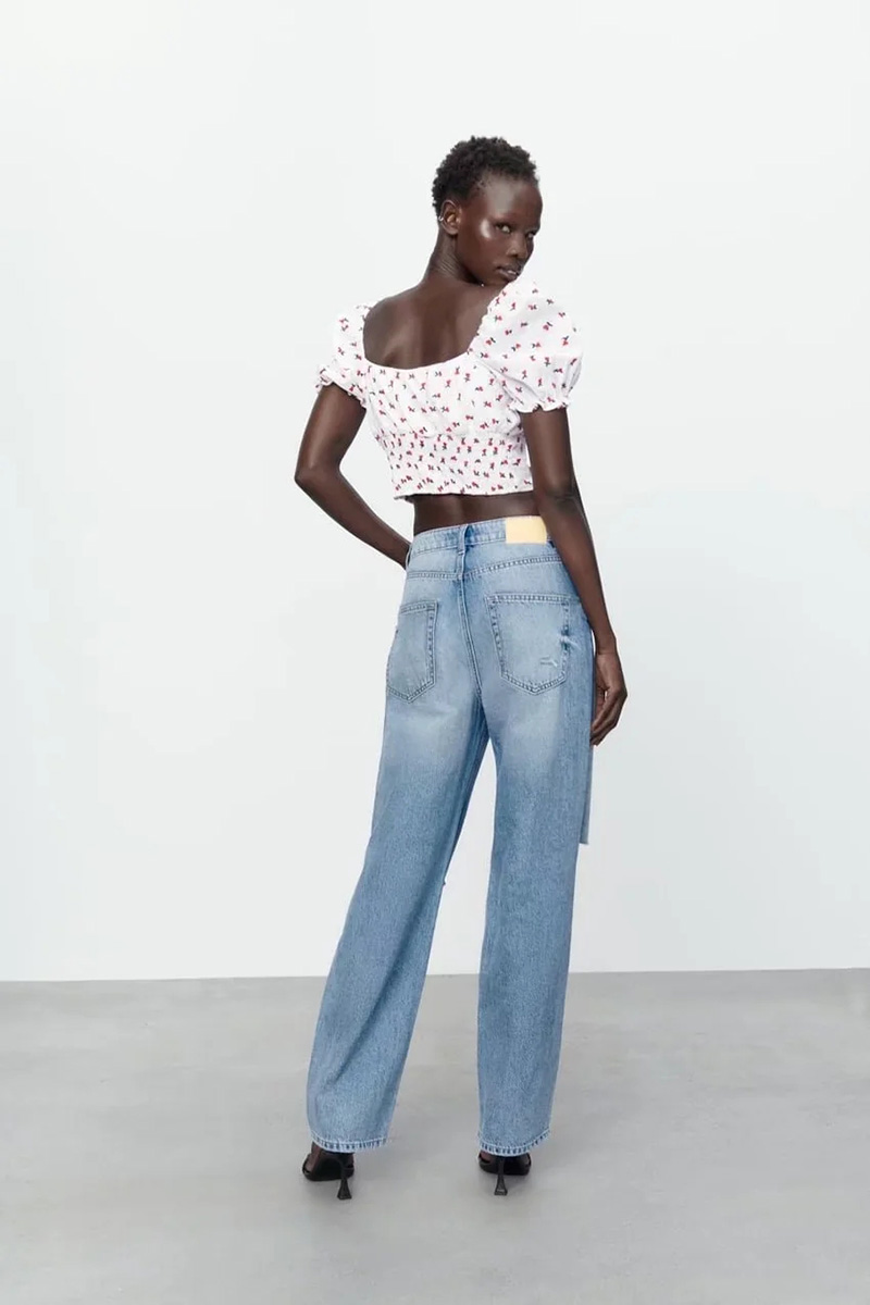 Fashion Cherry Cherry Embroidered Crop Top,Blouses