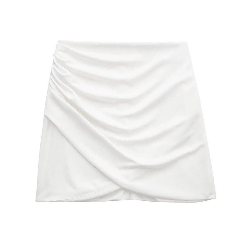 Fashion White Solid Color Pleated Skirt,Skirts