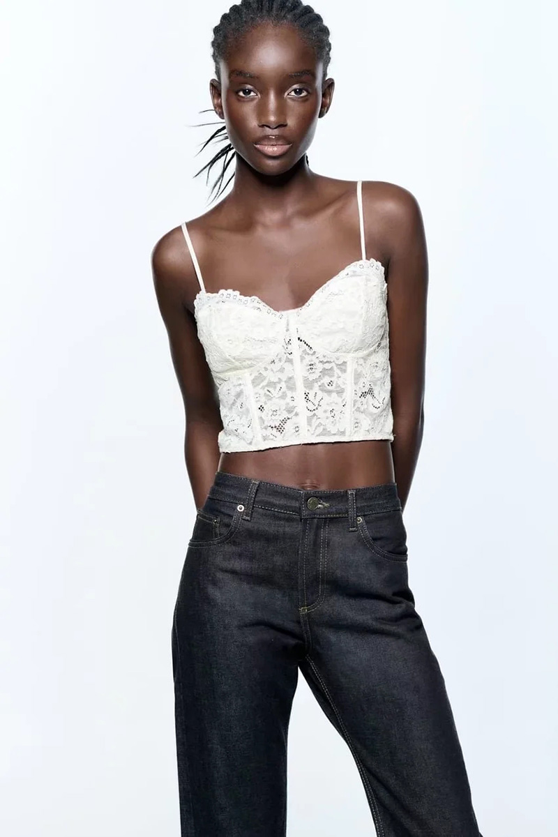 Fashion White Lace Cropped Vest,Tank Tops & Camis