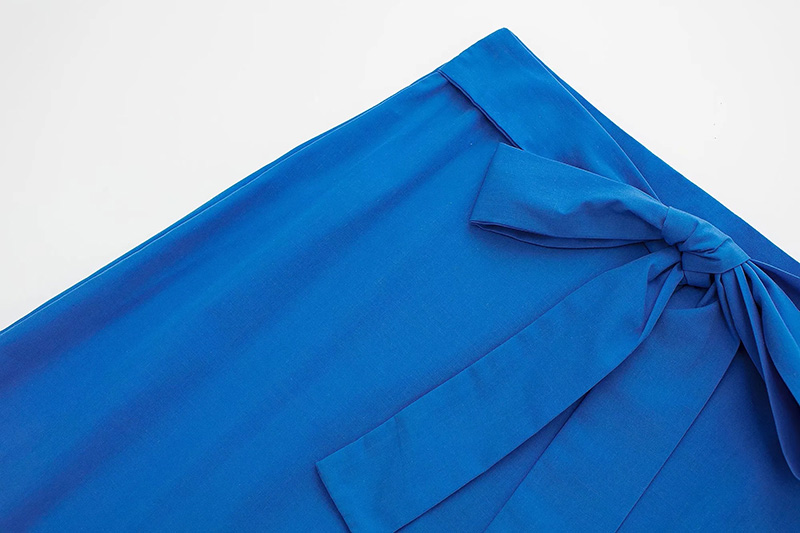 Fashion Blue Cotton Lace-up Skirt,Skirts