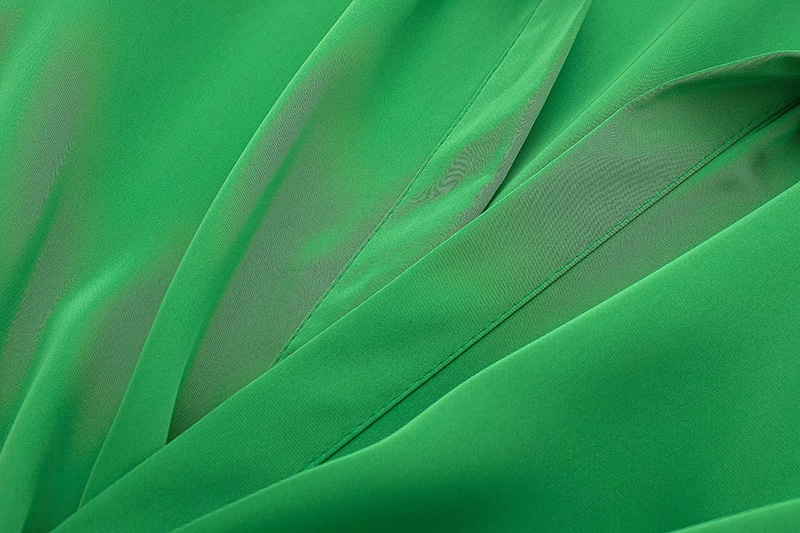 Fashion Green Solid Knotted Lapel Dress,Long Dress