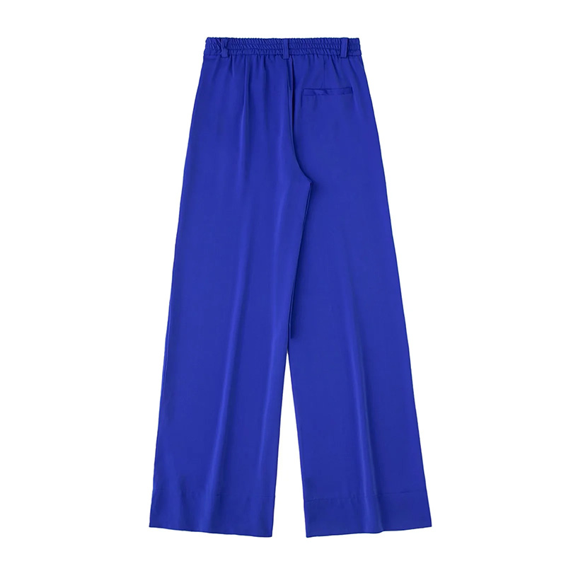 Fashion Blue Dropped Wide-leg Trousers,Pants