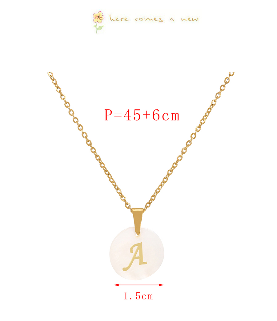Fashion O Titanium Steel Round Shell 26 Letter Necklace,Necklaces