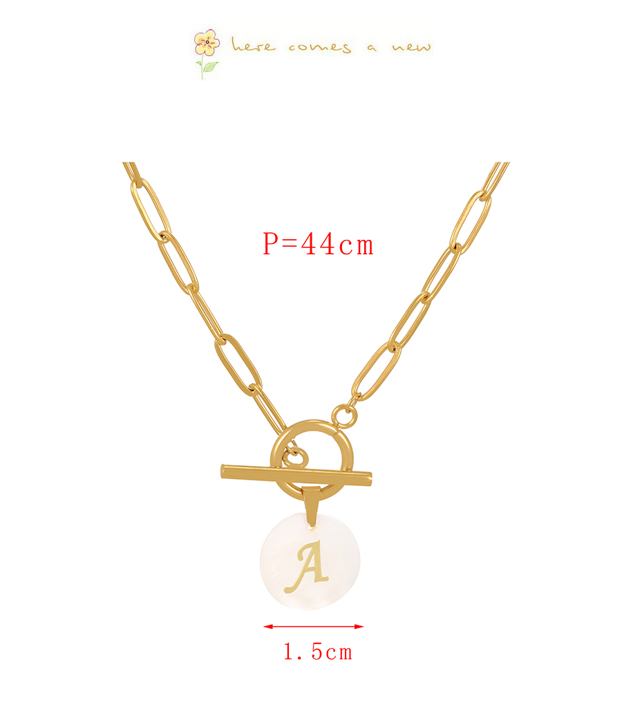 Fashion H Titanium Steel Round Shell 26 Letter Ot Buckle Necklace,Necklaces