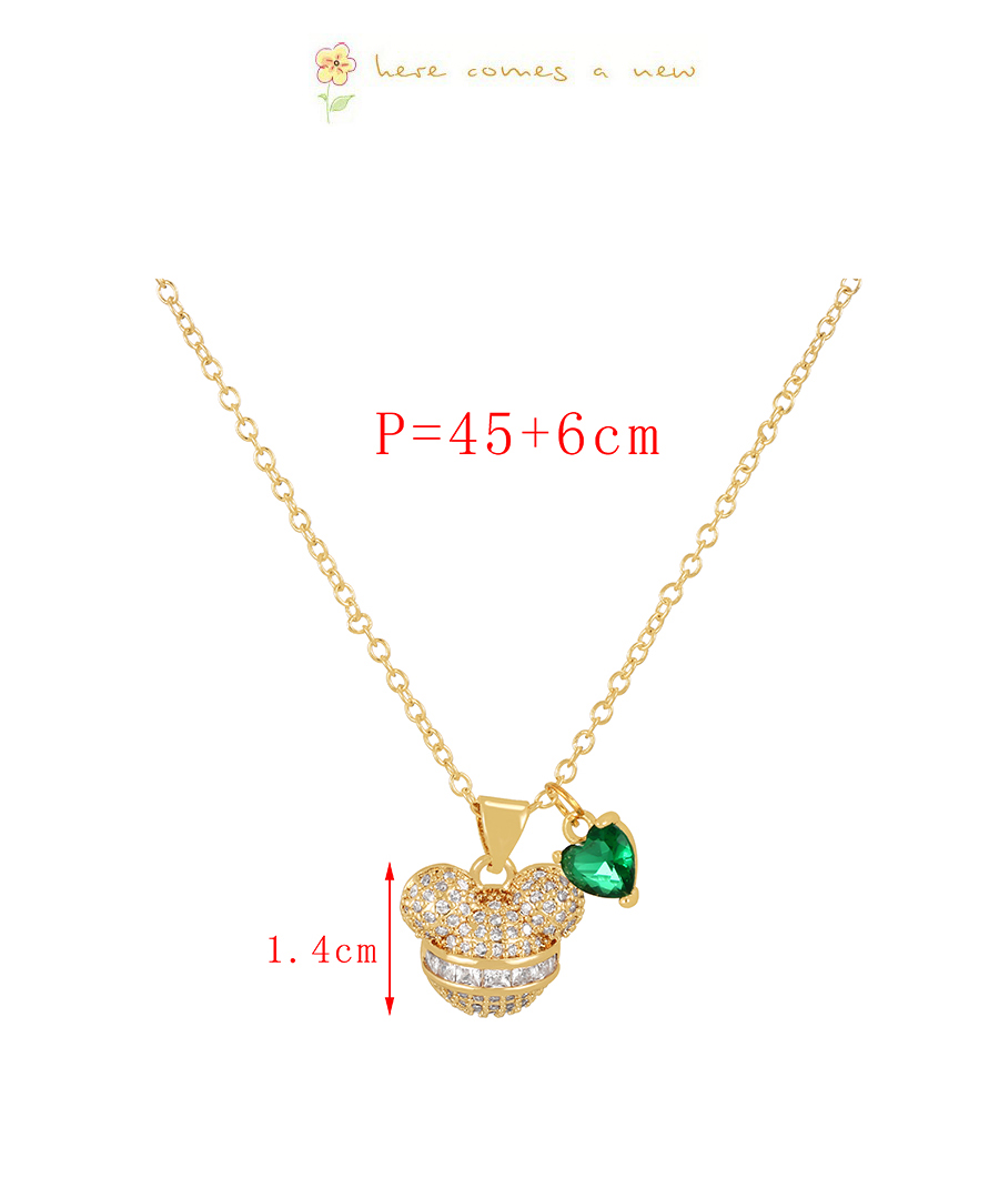 Fashion White Bronze Heart Zirconium Bear Necklace,Necklaces