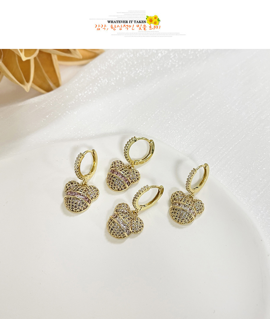 Fashion White Copper Inlaid Zirconium Bear Earrings,Earrings