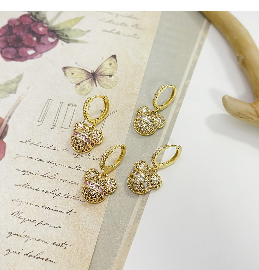 Fashion White Copper Inlaid Zirconium Bear Earrings,Earrings