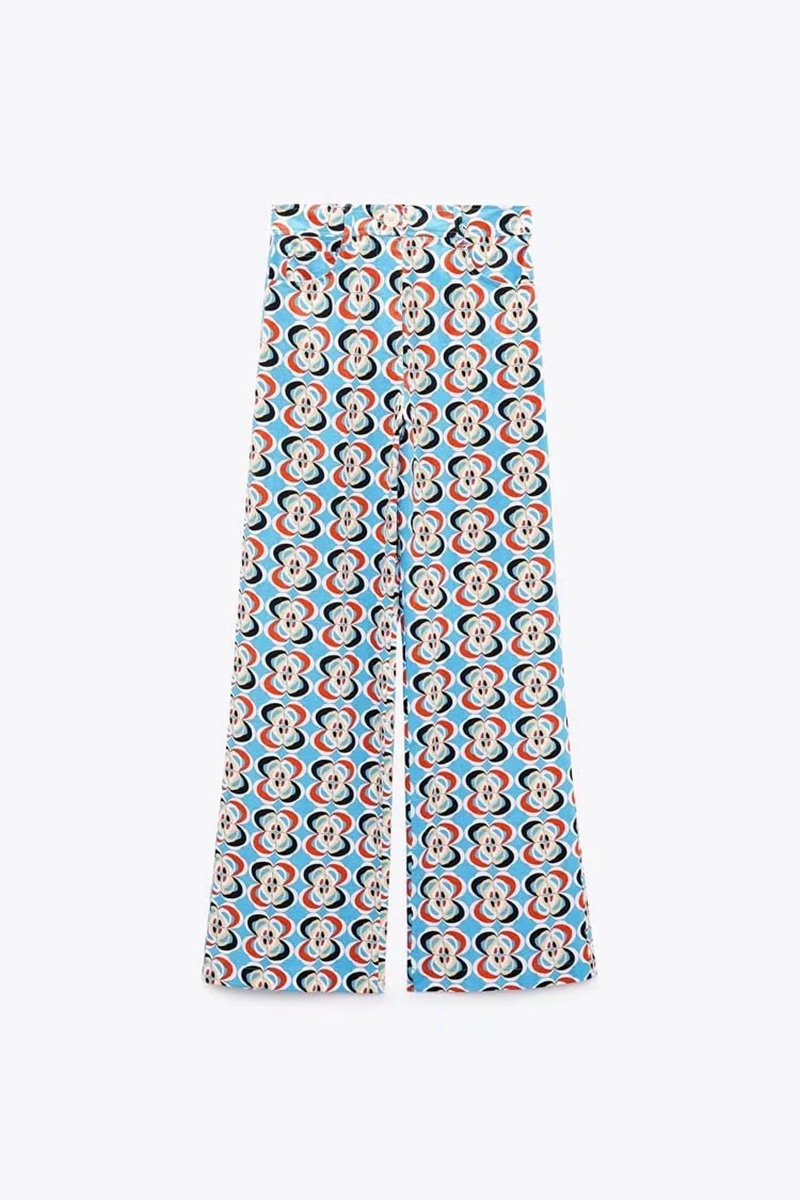 Fashion Color Geometric Print Trousers,Pants