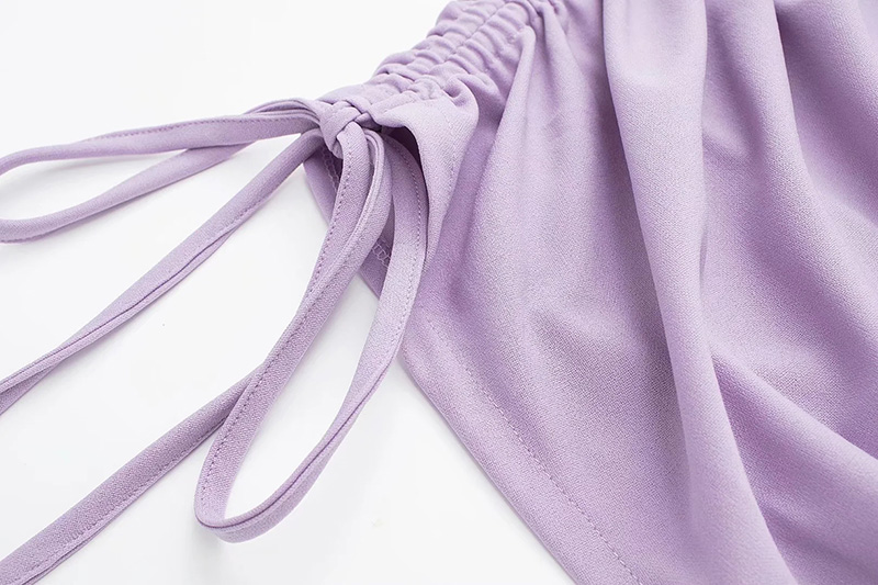 Fashion Purple Solid Pleated Drawstring Skirt,Skirts