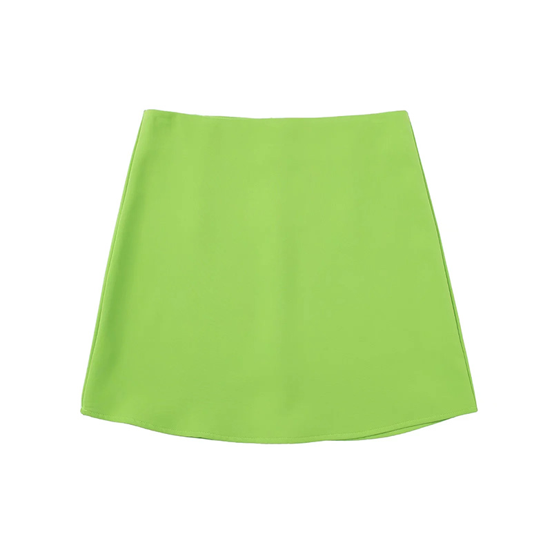 Fashion Green Solid Color Curved Skirt,Skirts