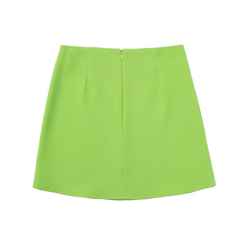 Fashion Green Solid Color Curved Skirt,Skirts