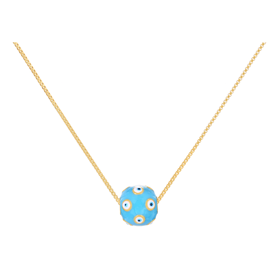 Fashion Blue Bronze Zirconium Oil Drop Eye Pendant Necklace,Necklaces