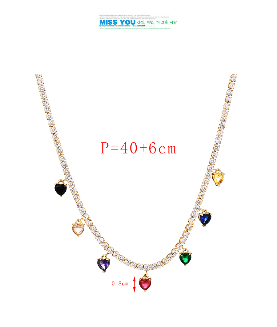 Fashion Purple Bronze Zircon Heart Pendant Necklace,Necklaces