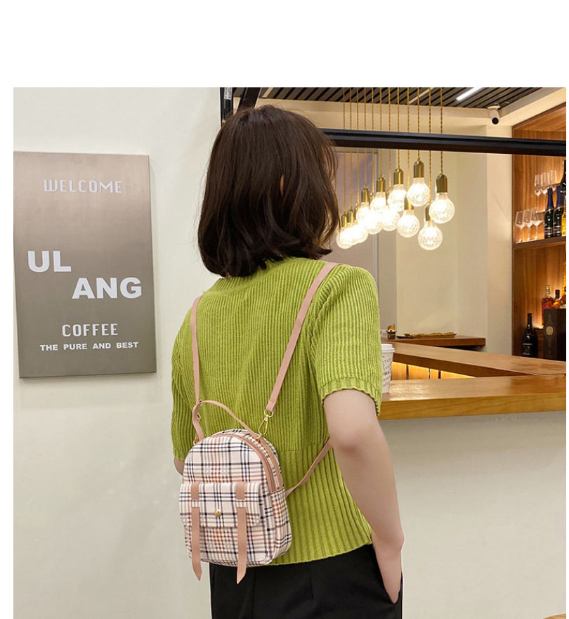 Fashion Brown Pu Check Large Capacity Backpack,Backpack