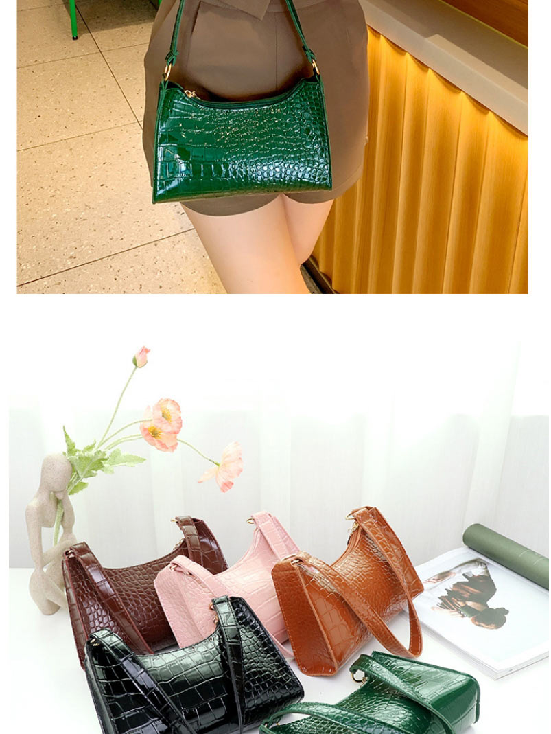 Fashion Brown Pu Crocodile Print Shoulder Bag,Messenger bags