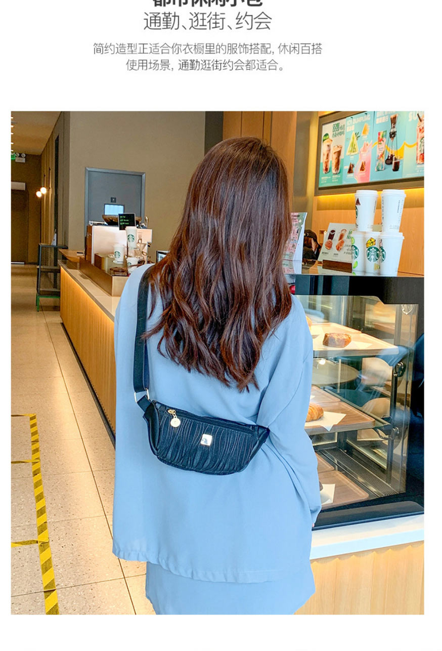 Fashion Black Pu Striped Diagonal Chest Bag,Shoulder bags