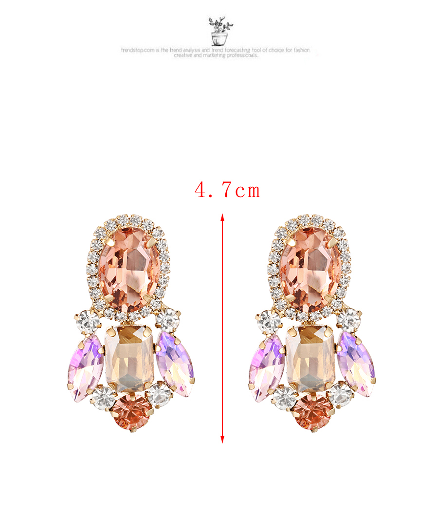 Fashion Leather Pink Alloy Diamond Geometric Stud Earrings,Stud Earrings