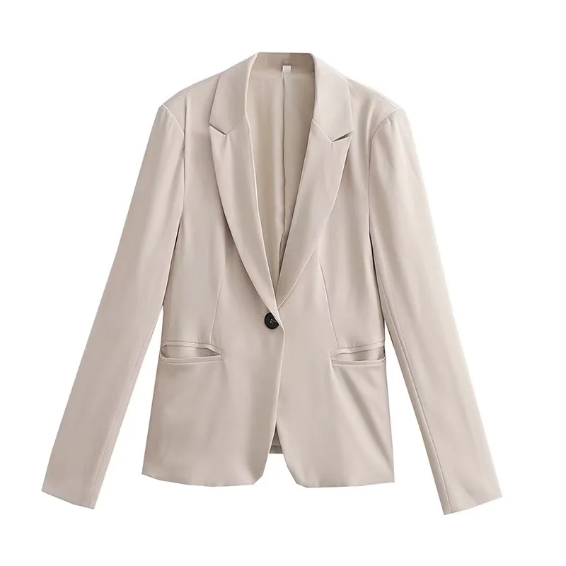 Fashion White Polyester Cotton One-button Blazer,Coat-Jacket