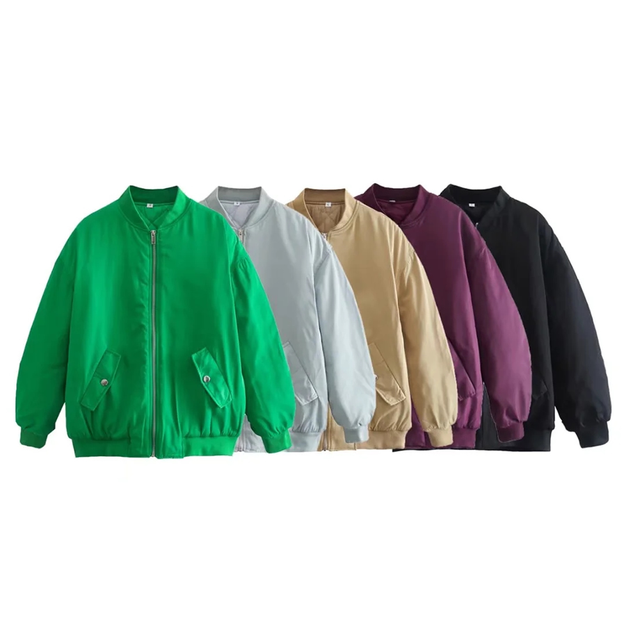 Fashion Green Woven Zip Stand Collar Jacket,Coat-Jacket