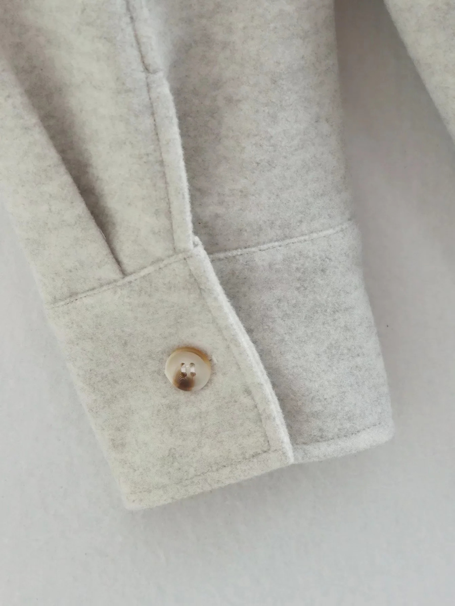 Fashion Grey Tweed-breasted Lapel Cardigan,Coat-Jacket