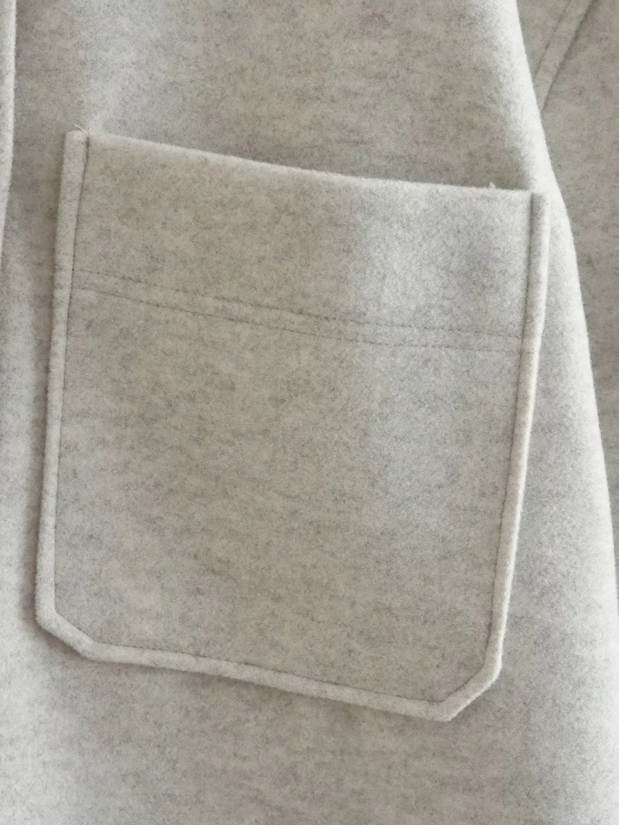 Fashion Grey Tweed-breasted Lapel Cardigan,Coat-Jacket