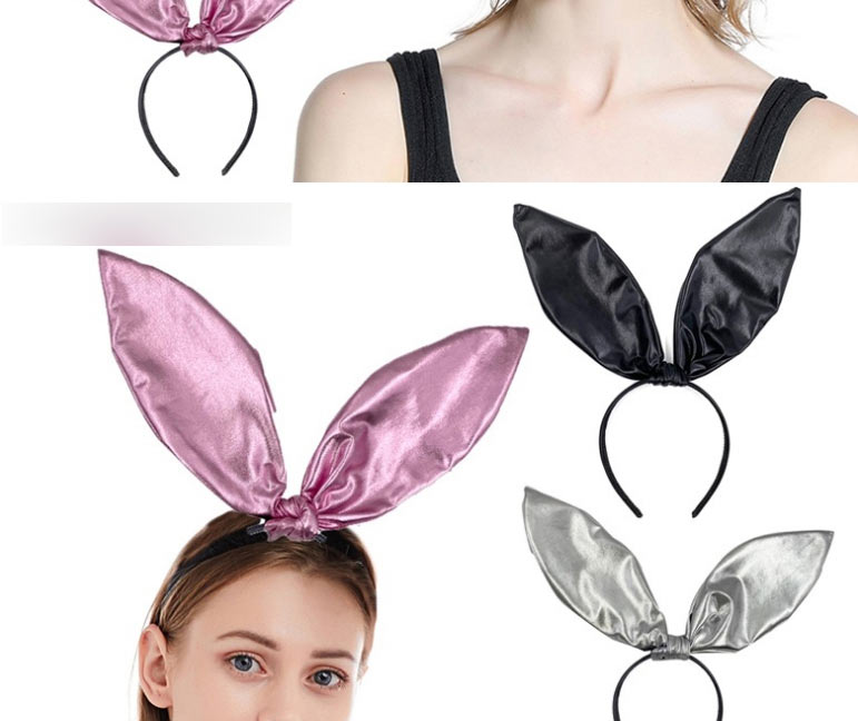 Fashion Black Leather Knotted Rabbit Ear Headband,Head Band