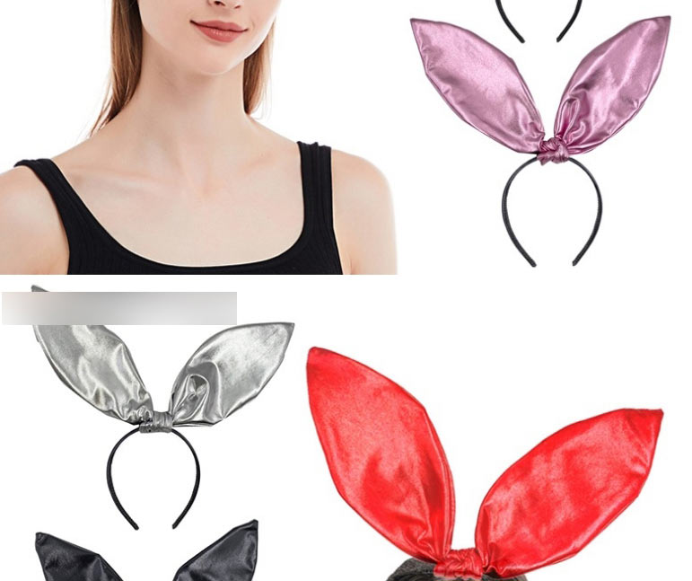 Fashion Pink Leather Knotted Rabbit Ear Headband,Head Band
