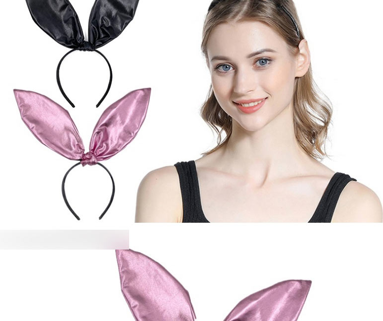 Fashion Pink Leather Knotted Rabbit Ear Headband,Head Band