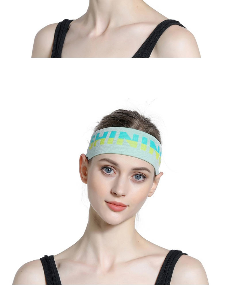 Fashion Green Colorblock Lettering Stretch Knit Wide Headband,Hair Ribbons