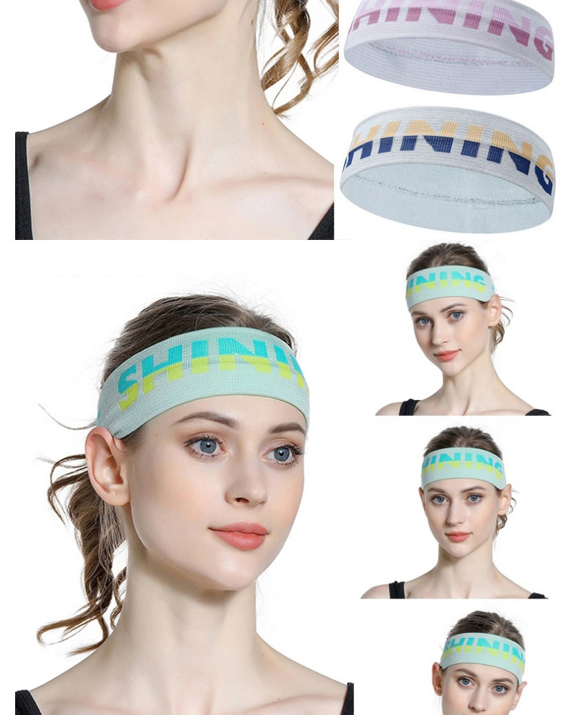 Fashion Beige Colorblock Lettering Stretch Knit Wide Headband,Hair Ribbons