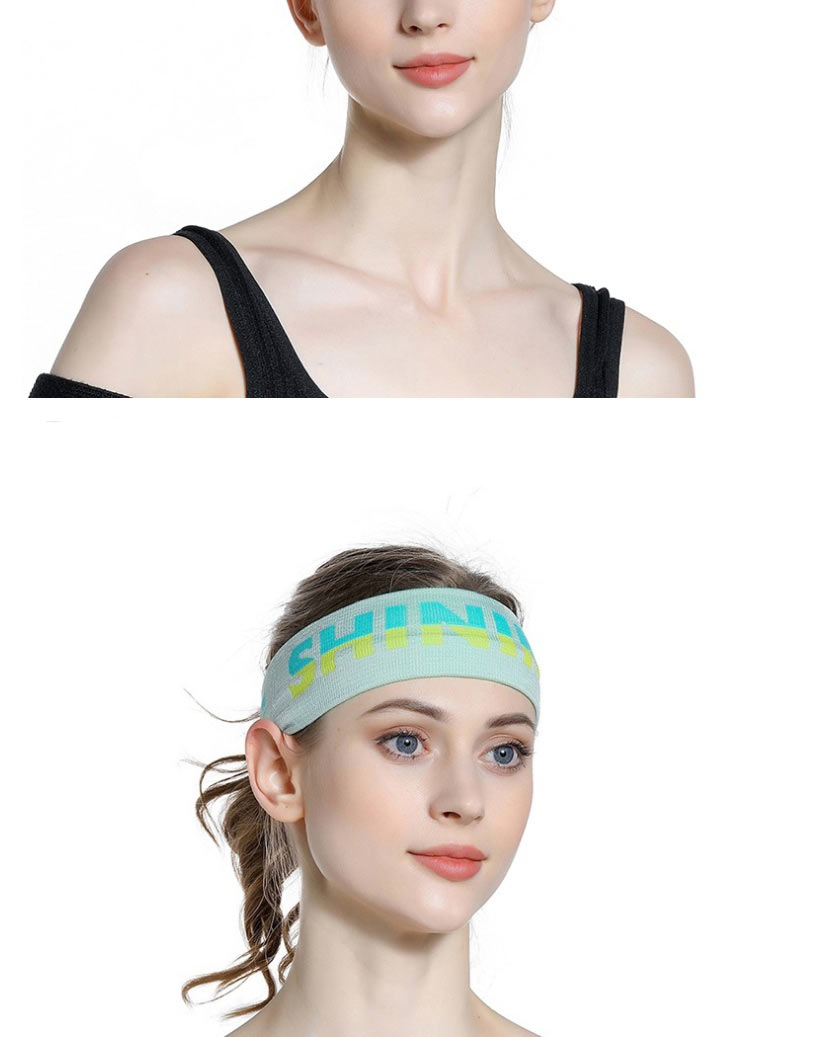 Fashion Blue Colorblock Lettering Stretch Knit Wide Headband,Hair Ribbons
