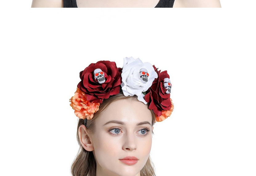 Fashion Purple Simulation Fabric Flower Skull Headband,Head Band