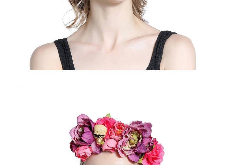 Fashion Red Simulation Fabric Flower Skull Headband,Head Band