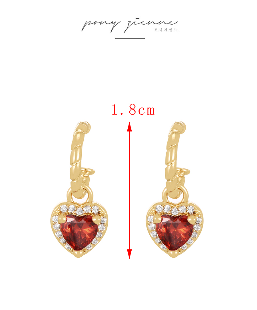 Fashion White Copper Set Zircon Heart Stud Earrings,Earrings