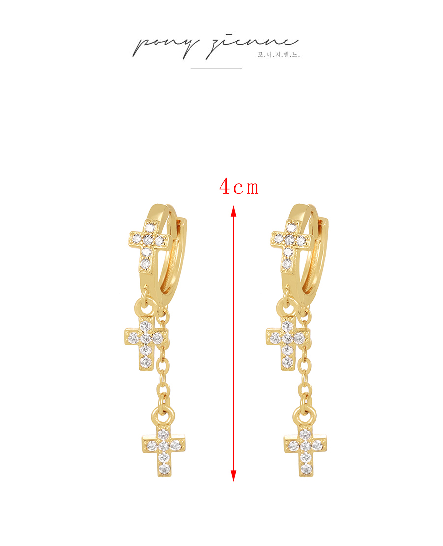 Fashion Gold-4 Copper Inlaid Zircon Crescent Earrings,Earrings