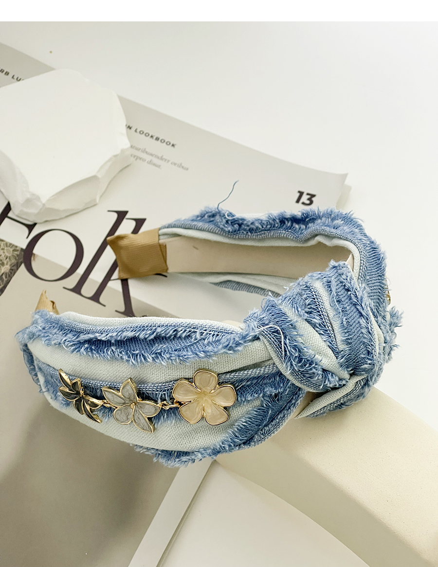 Fashion Color Fabric Alloy Drop Oil Flower Knotted Headband (6.5cm),Head Band