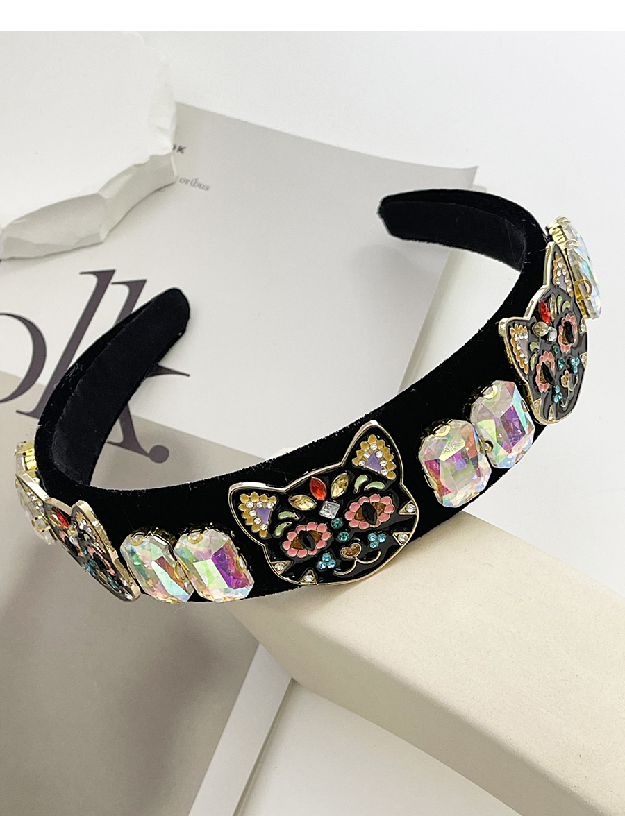 Fashion Ab Color Fabric Alloy Diamond Drop Oil Cat Hairband (3cm),Head Band