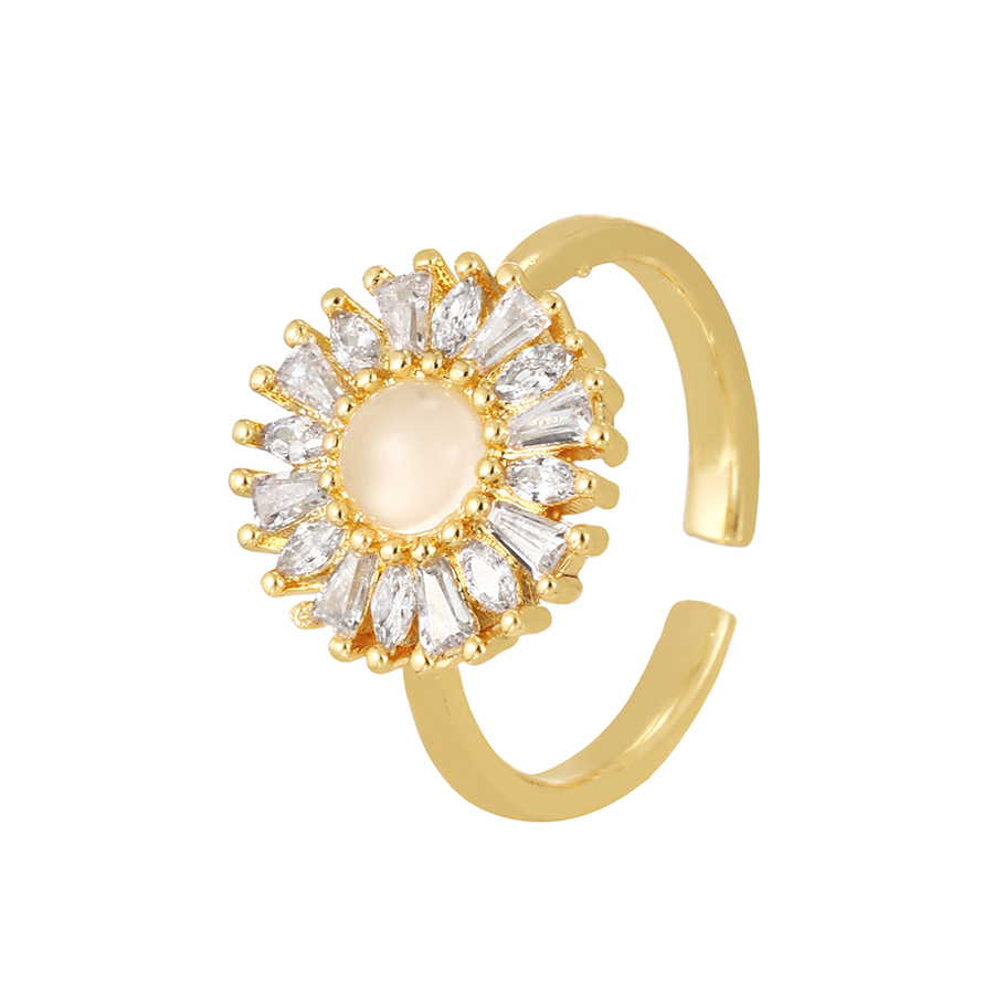 Fashion Gold-3 Copper Set Zircon Cross Ring,Rings