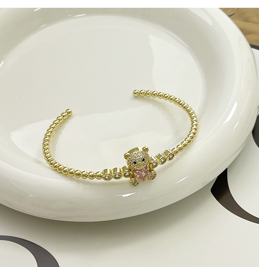 Fashion Gold-2 Bronze Zircon Bear Bracelet,Bracelets