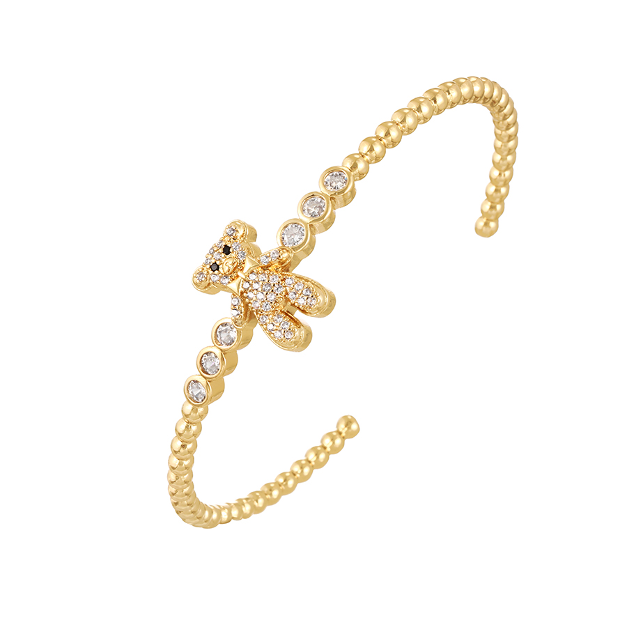 Fashion Gold-3 Bronze Zircon Bear Bracelet,Bracelets