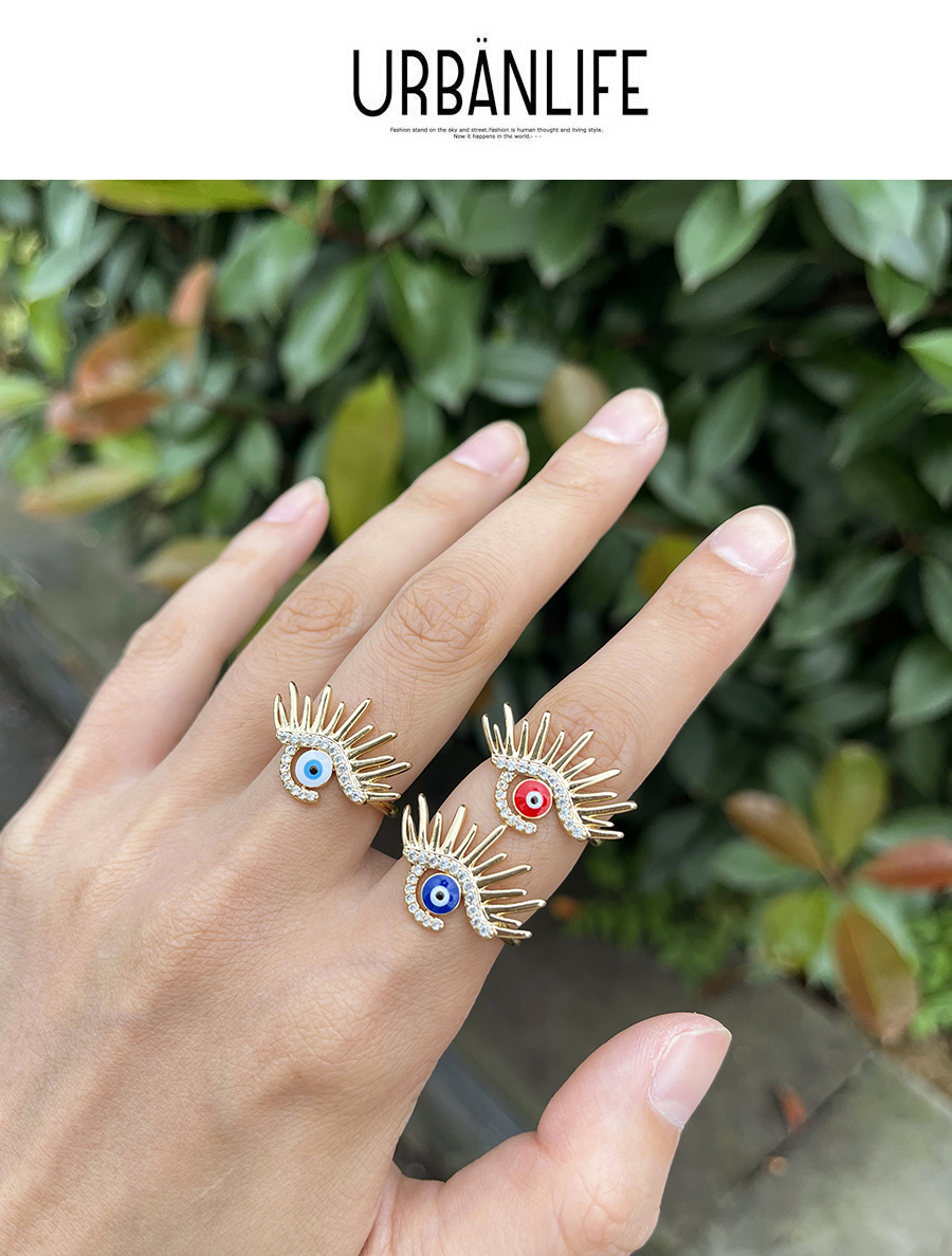 Fashion Navy Blue Bronze Zircon Oil Drop Eye Ring,Rings