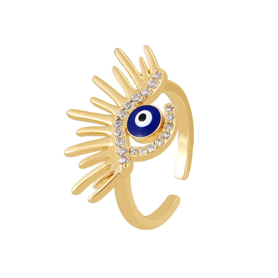 Fashion Navy Blue Bronze Zircon Oil Drop Eye Ring,Rings