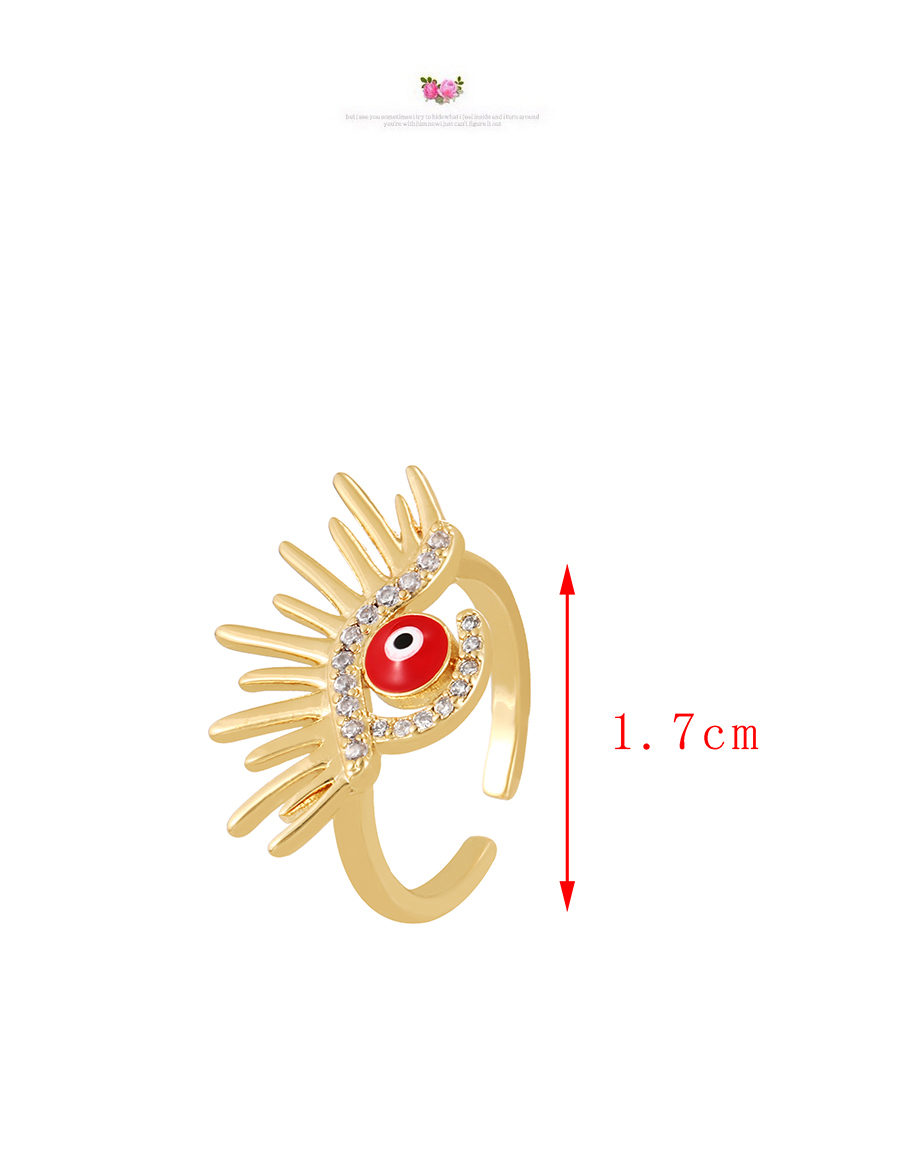 Fashion Red Bronze Zircon Oil Drop Eye Ring,Rings
