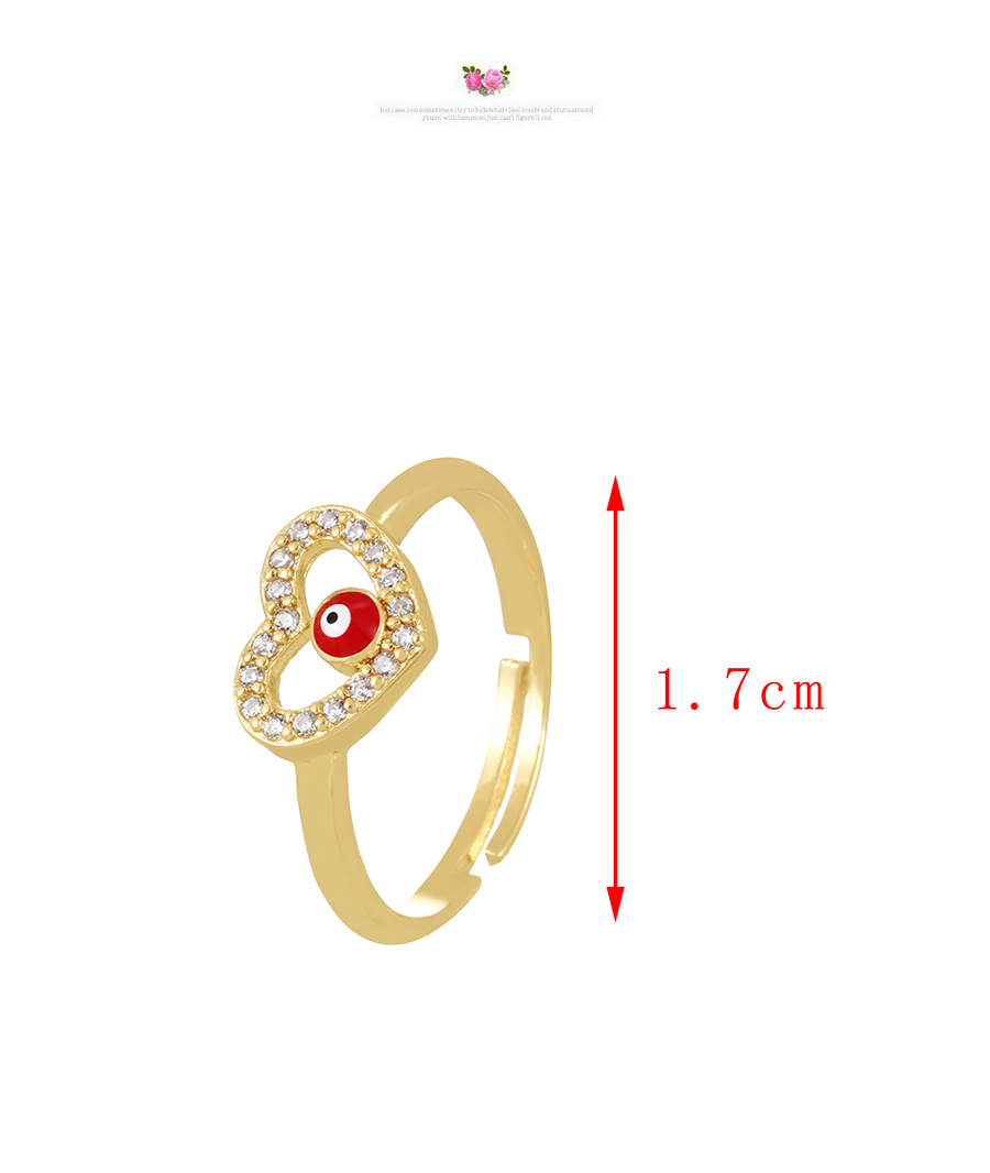 Fashion Red Bronze Zircon Drip Oil Love Ring,Rings
