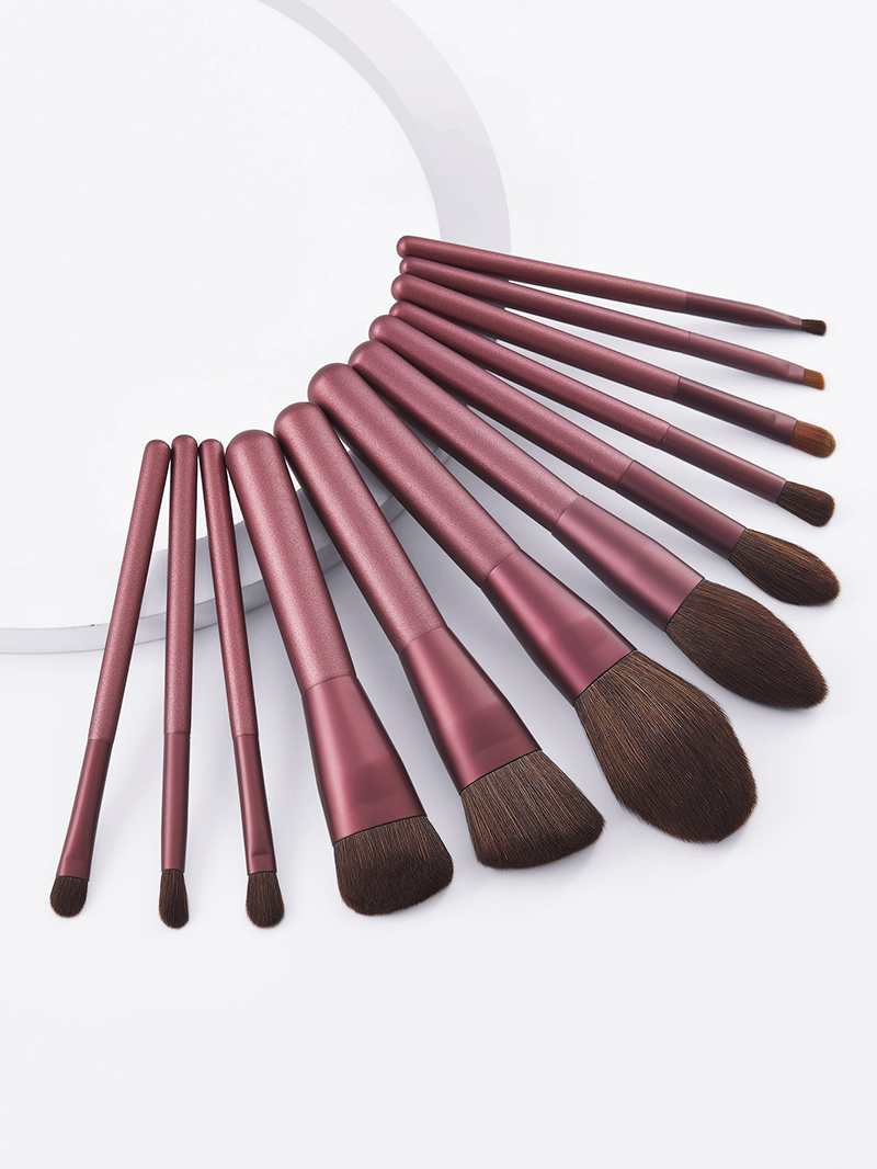 Fashion Maroon 12 Brown Red Makeup Brush Set,Beauty tools