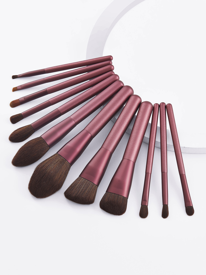 Fashion Maroon 12 Brown Red Makeup Brush Set,Beauty tools