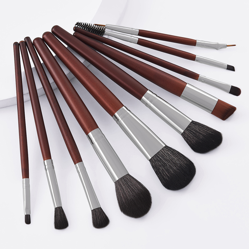 Fashion Maroon Set Of 10 Maroon Makeup Brushes,Beauty tools